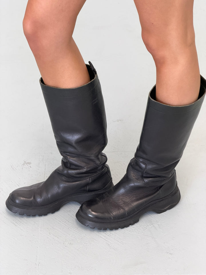 prada sport fall 2004 black leather bella hadid boots