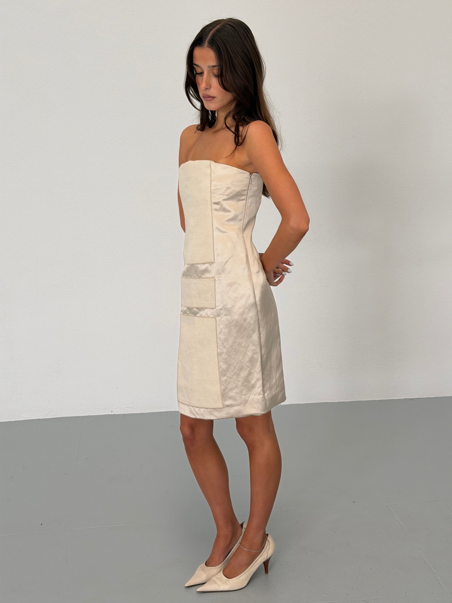 prada spring summer 1998 strapless runway silk dress