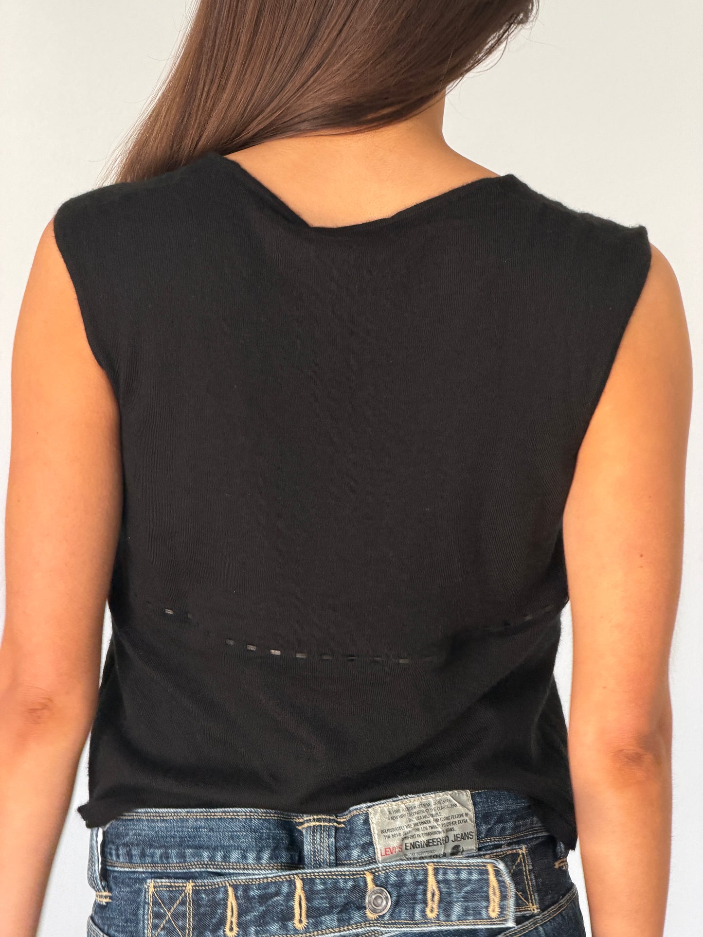gucci 2000s cashmere tie front top