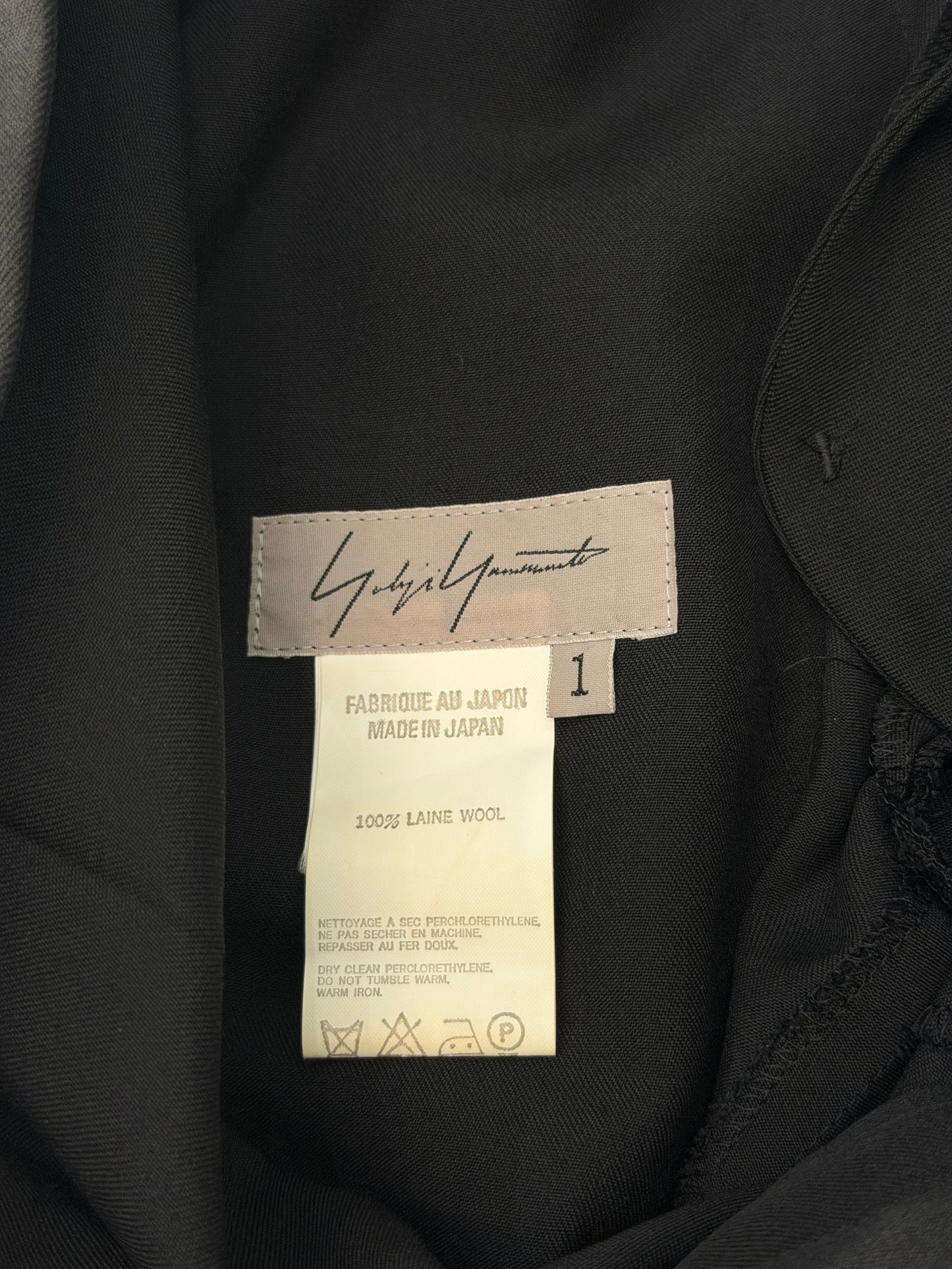 yohji yamamoto 1990s black center press straight trousers