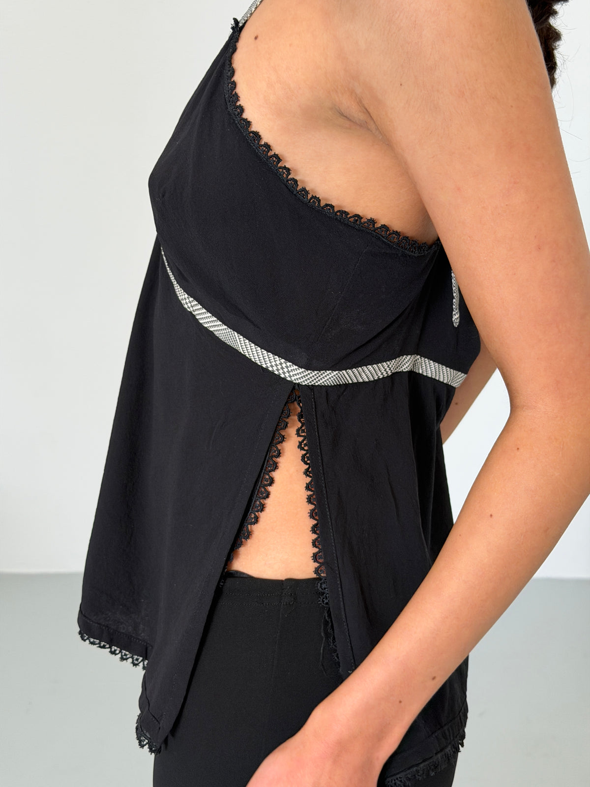 gianni versace couture spring 1998 black silk halter top