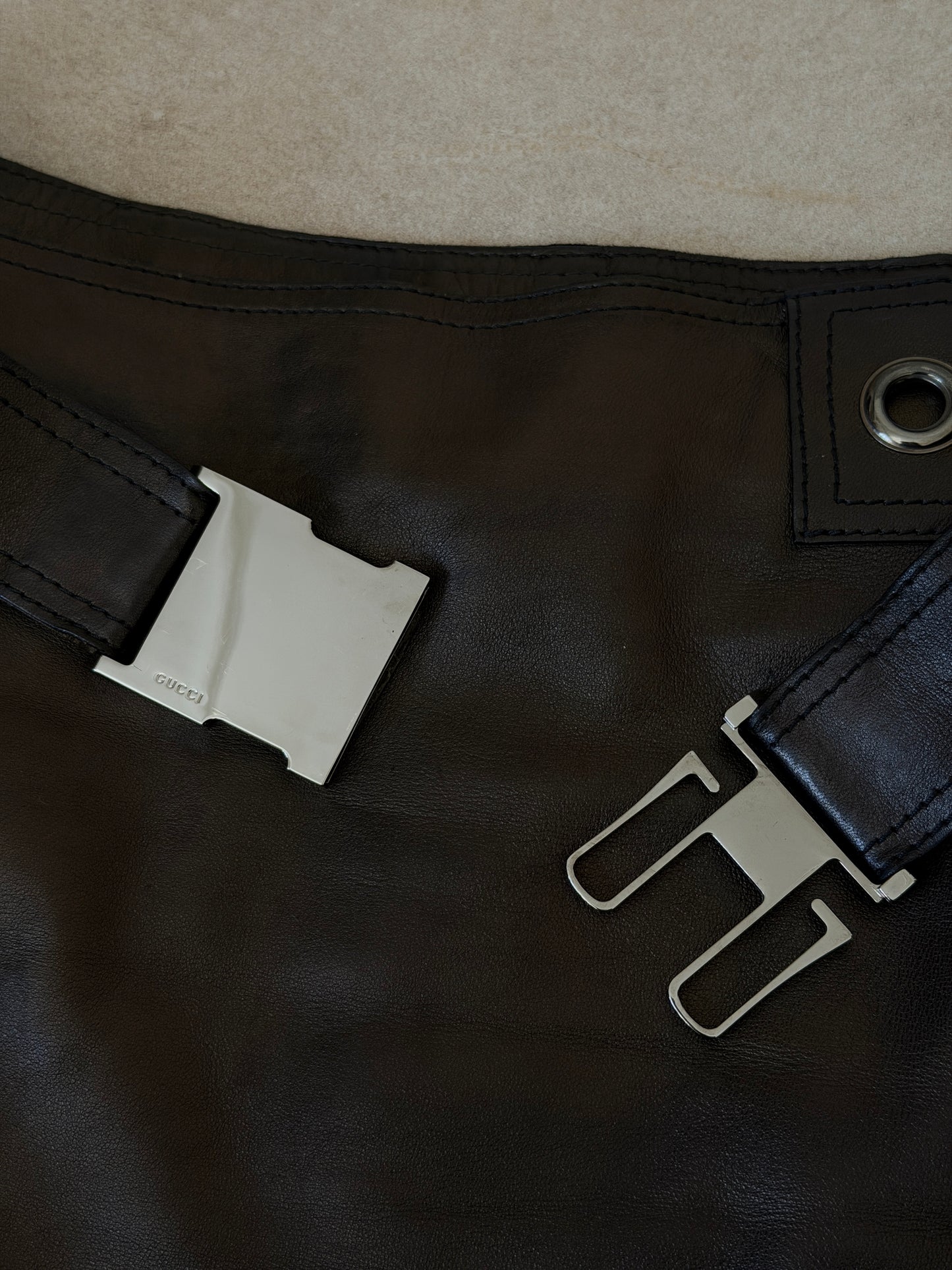 90s gucci by tom ford leather skirt