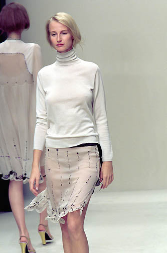 (rare) prada spring 2000 ivory beaded silk chiffon skirt