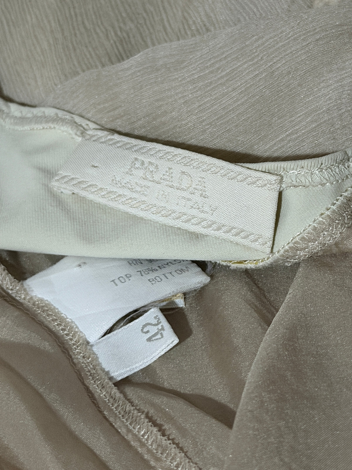 (rare) prada spring 2000 beige silk ruffle hem slip dress