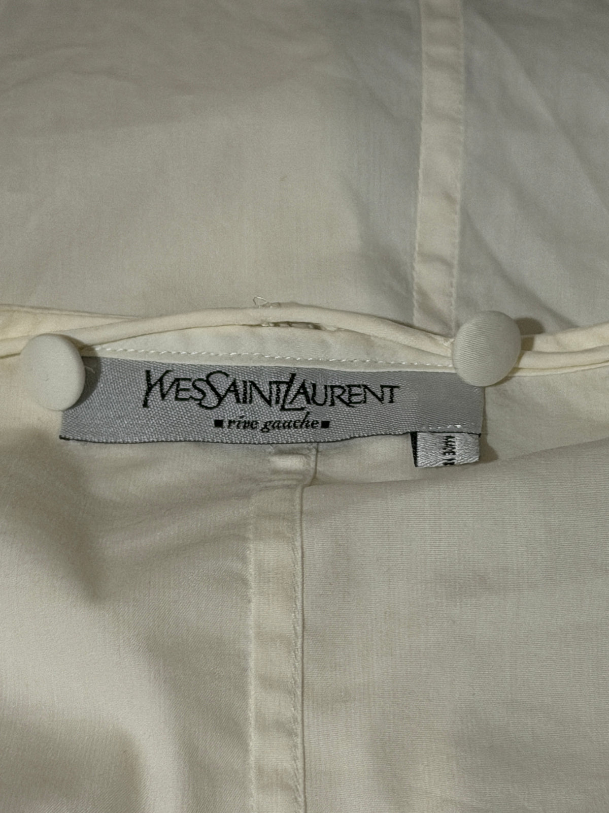 yves saint laurent rive gauche spring 2003 off-white button front blouse