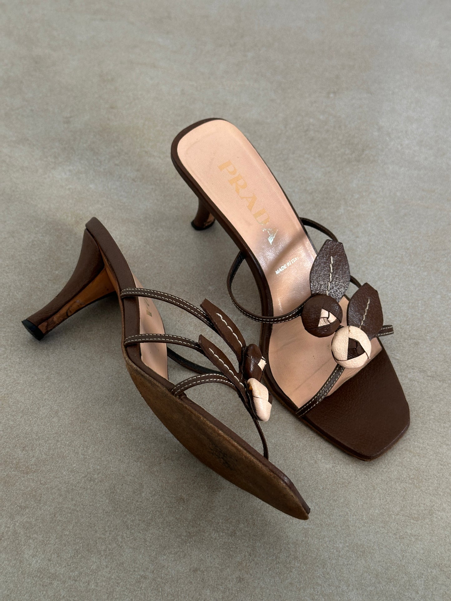 prada ss 1997 rose appliqué heels