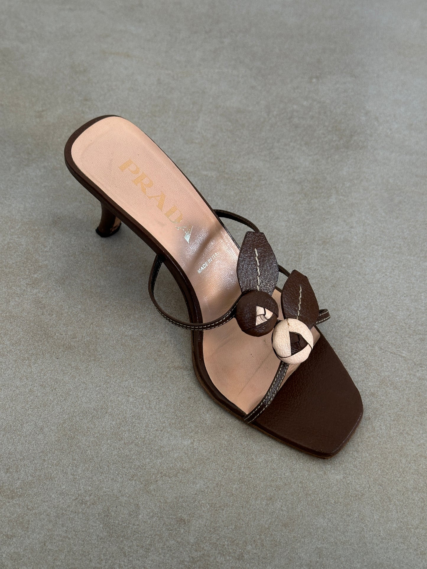 prada ss 1997 rose appliqué heels