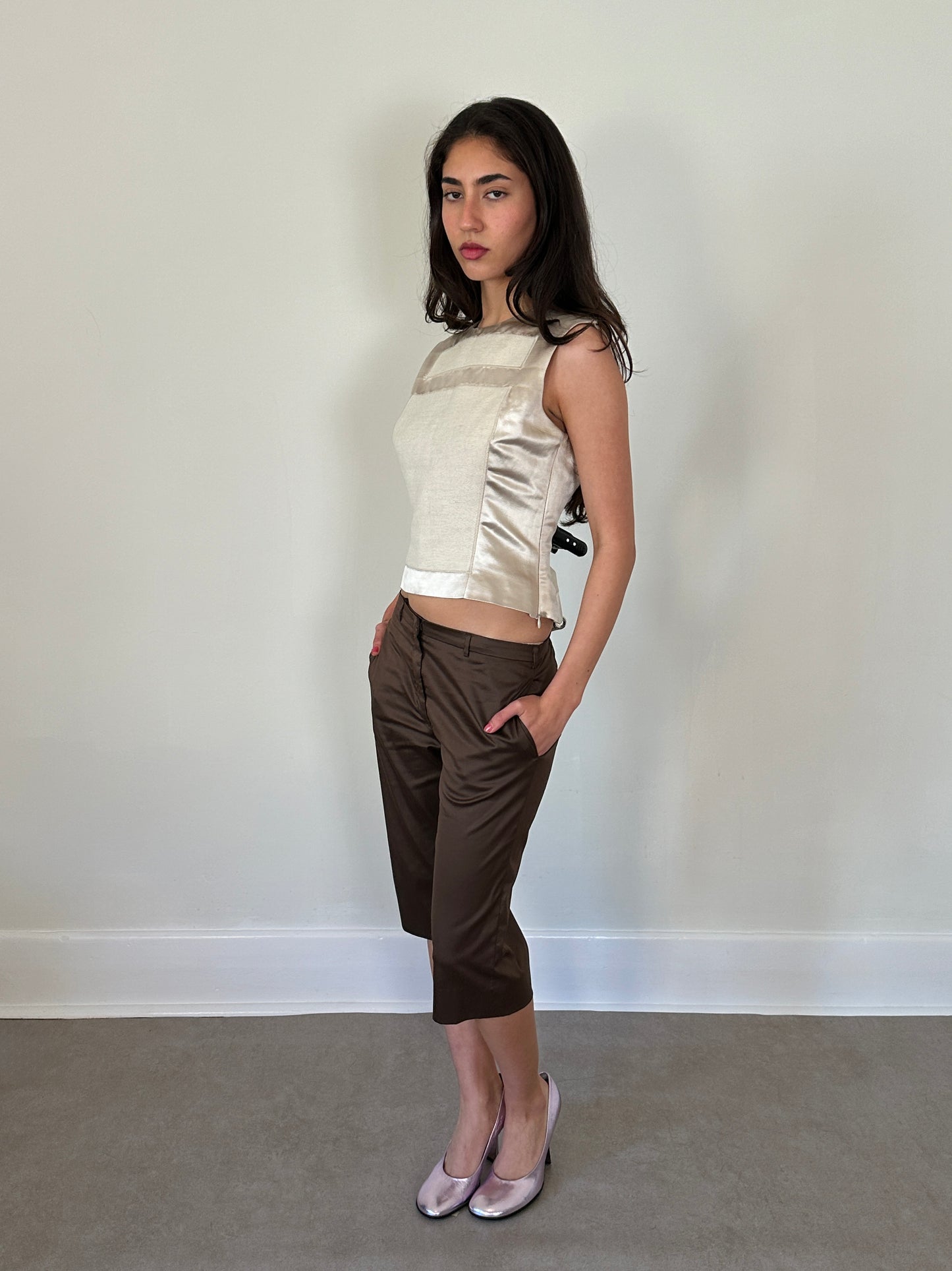 (rare) prada ss 1998 runway linen-silk blend vest
