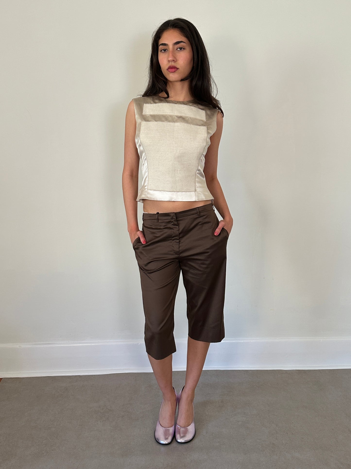 (rare) prada ss 1998 runway linen-silk blend vest