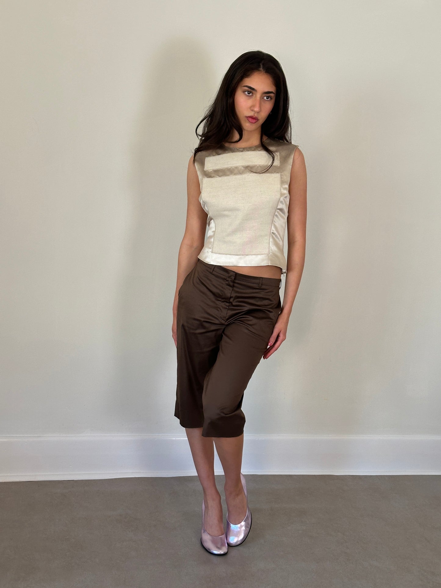 (rare) prada ss 1998 runway linen-silk blend vest