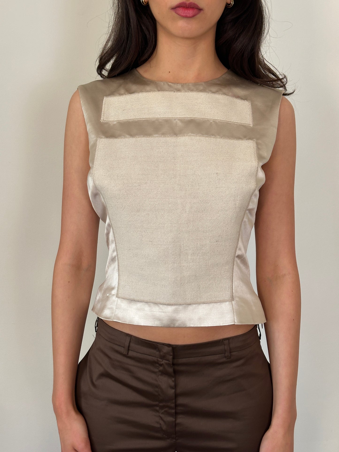 (rare) prada ss 1998 runway linen-silk blend vest