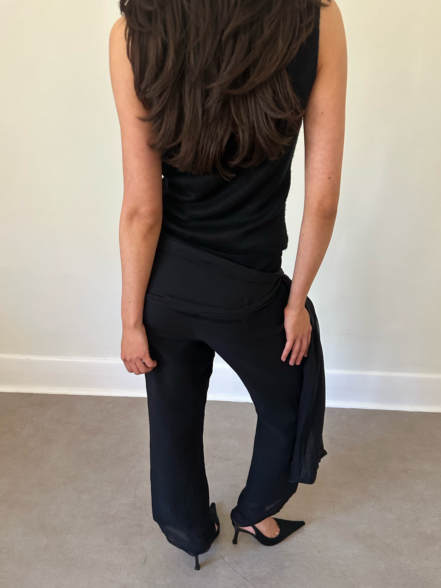 yohji yamamoto wool silk waist-tie pants