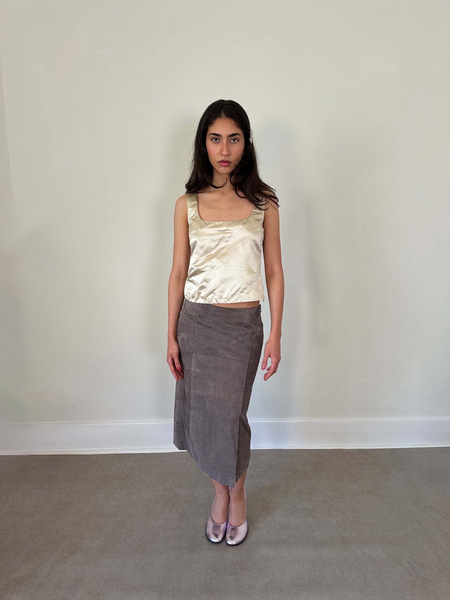 vintage genuine suede skirt