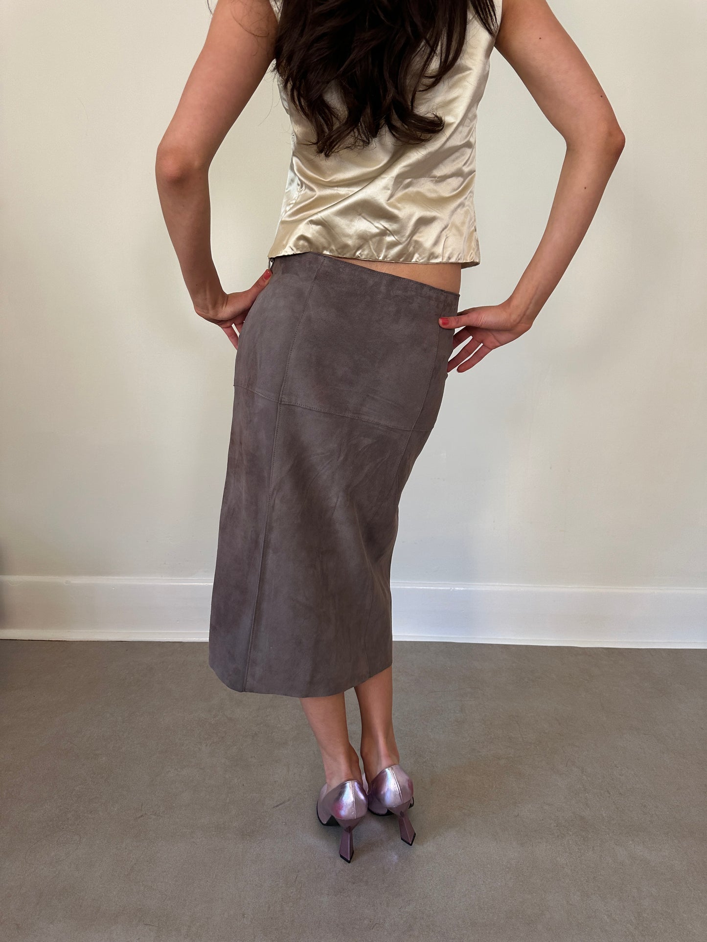 vintage genuine suede skirt