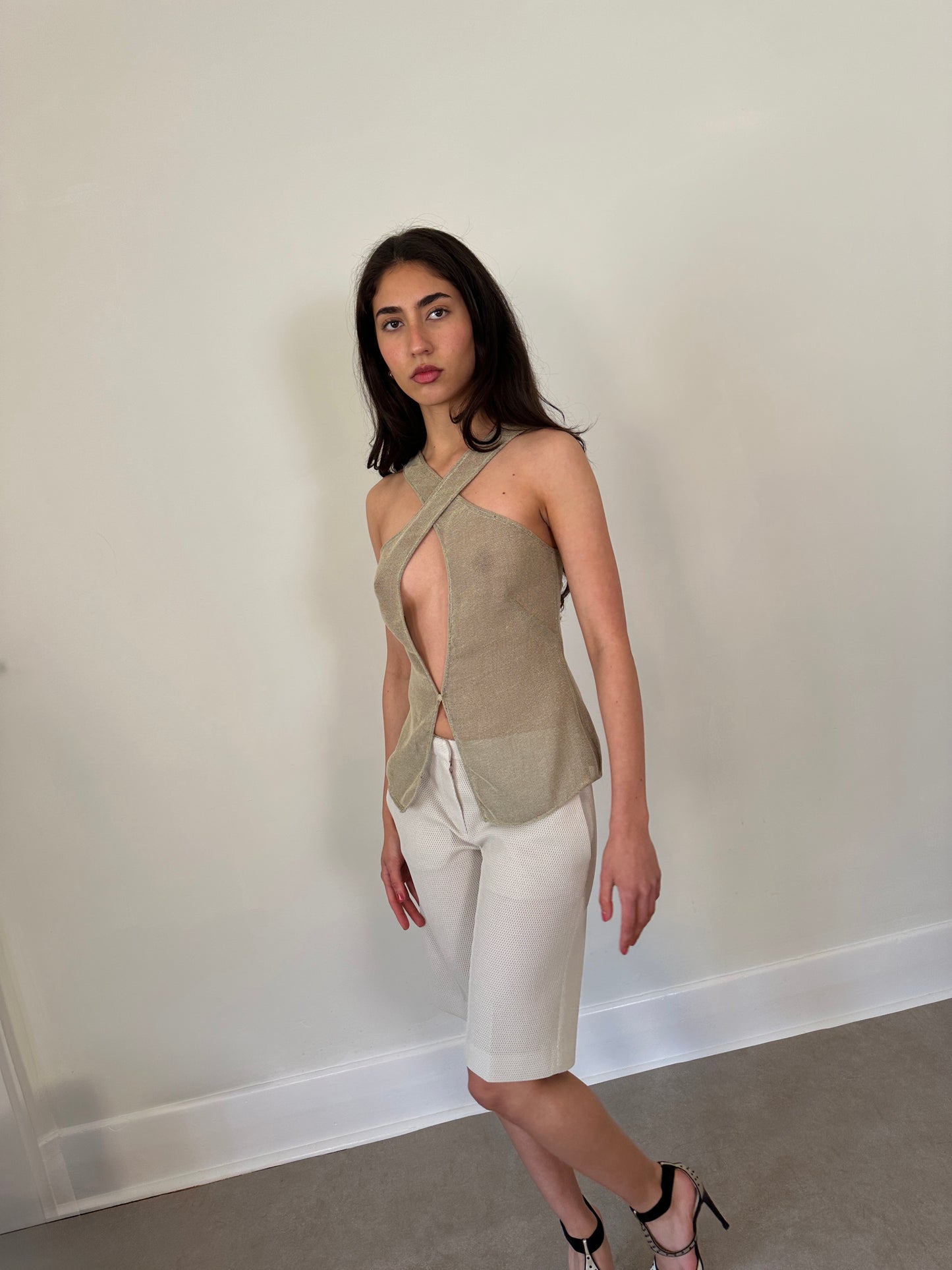 90s kriza linen vest