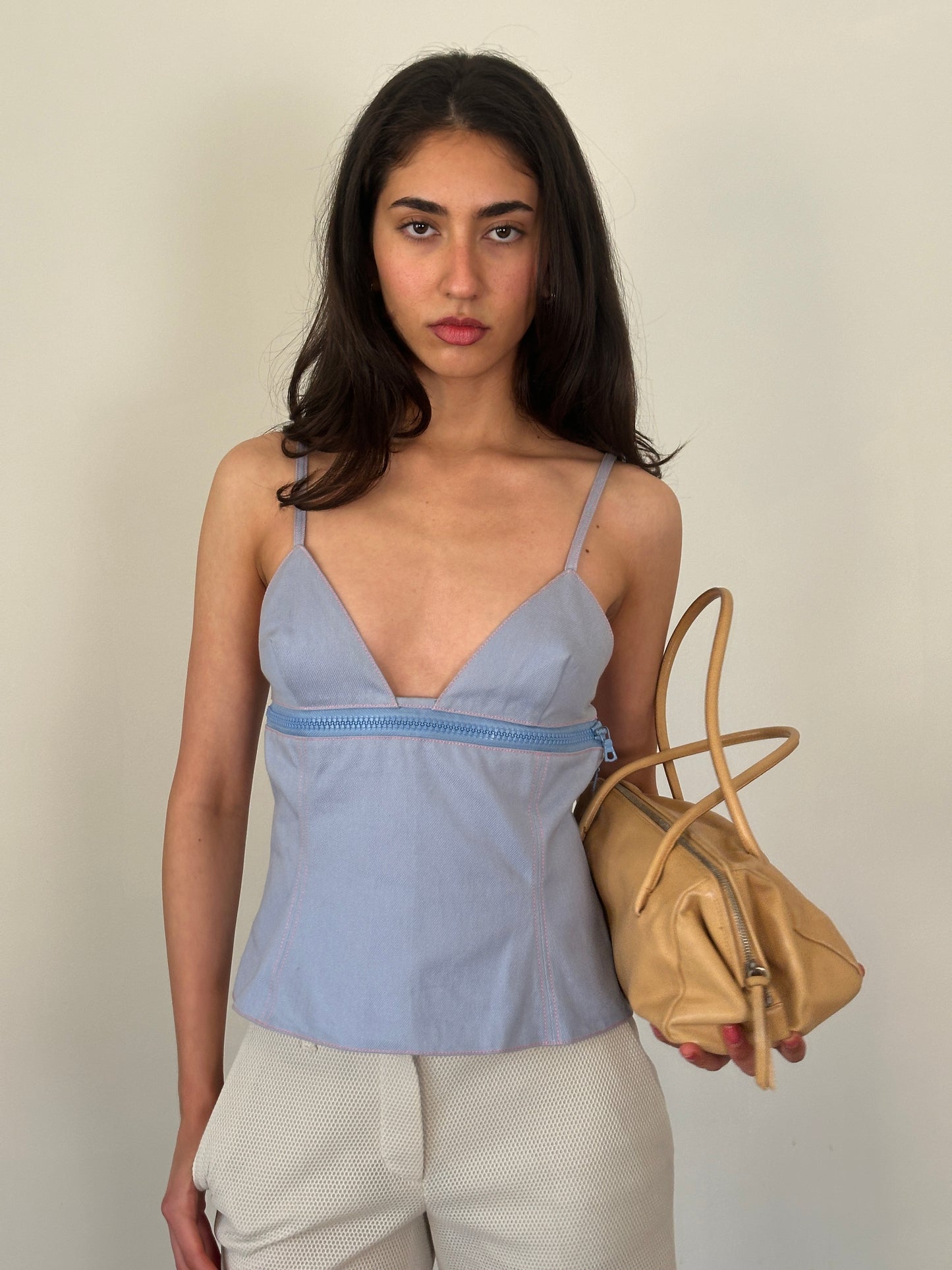 (rare) miu miu ss 2000 denim zip camisole