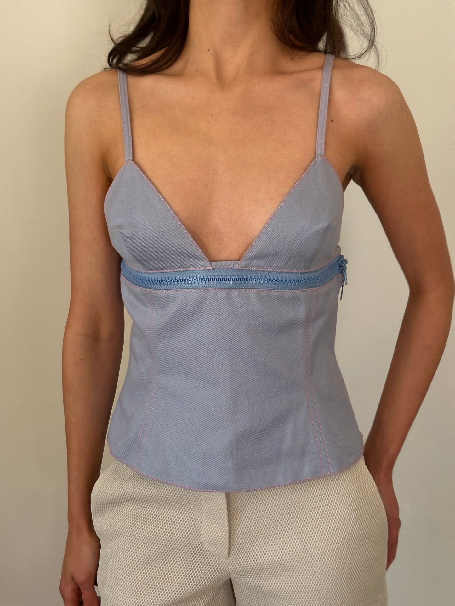(rare) miu miu ss 2000 denim zip camisole