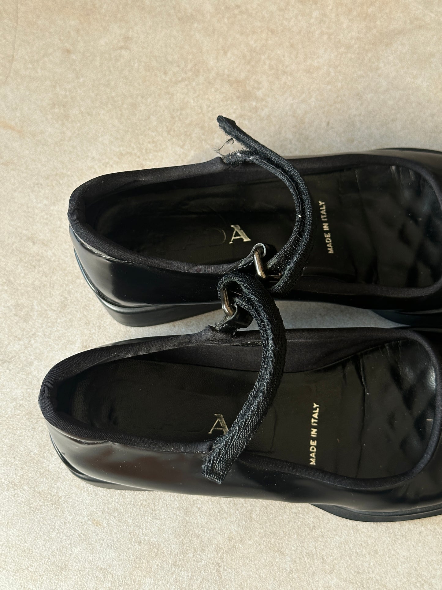 (early 2000s) prada black square toe mary janes