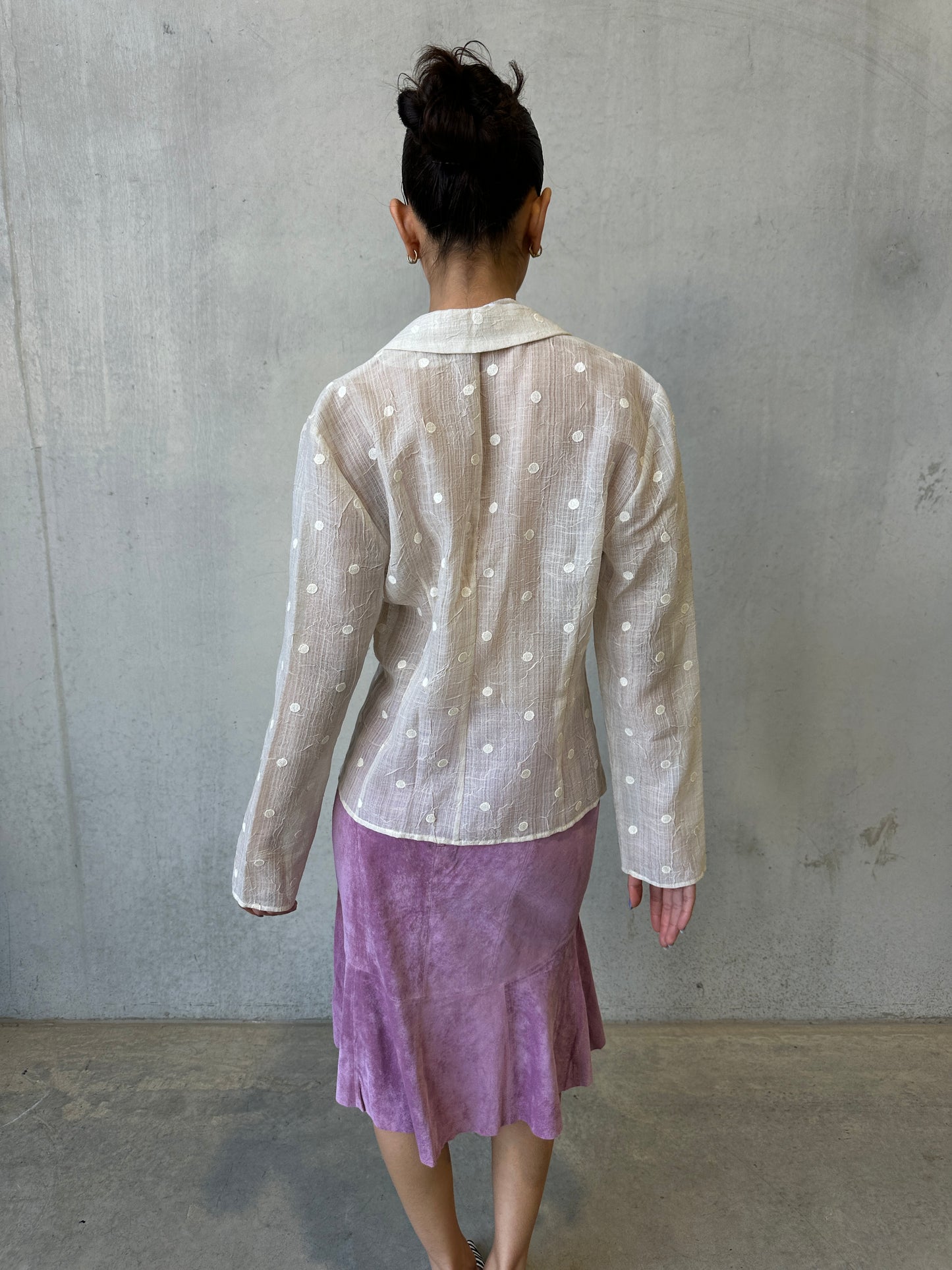 ivory polka dot see-through jacket