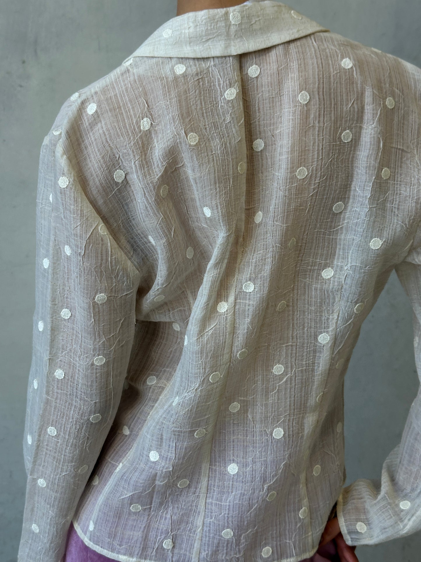 ivory polka dot see-through jacket