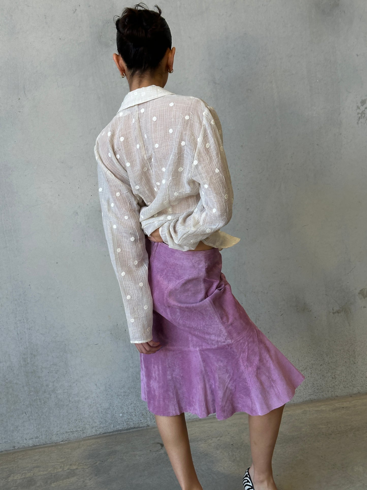 ivory polka dot see-through jacket