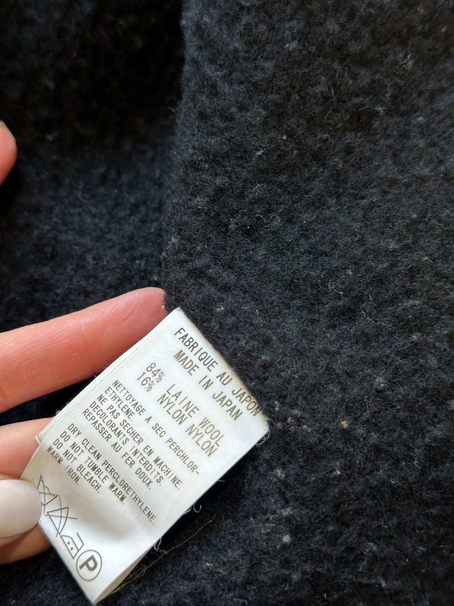 90s y’s by yohji yamamoto black wool deformed pin coat