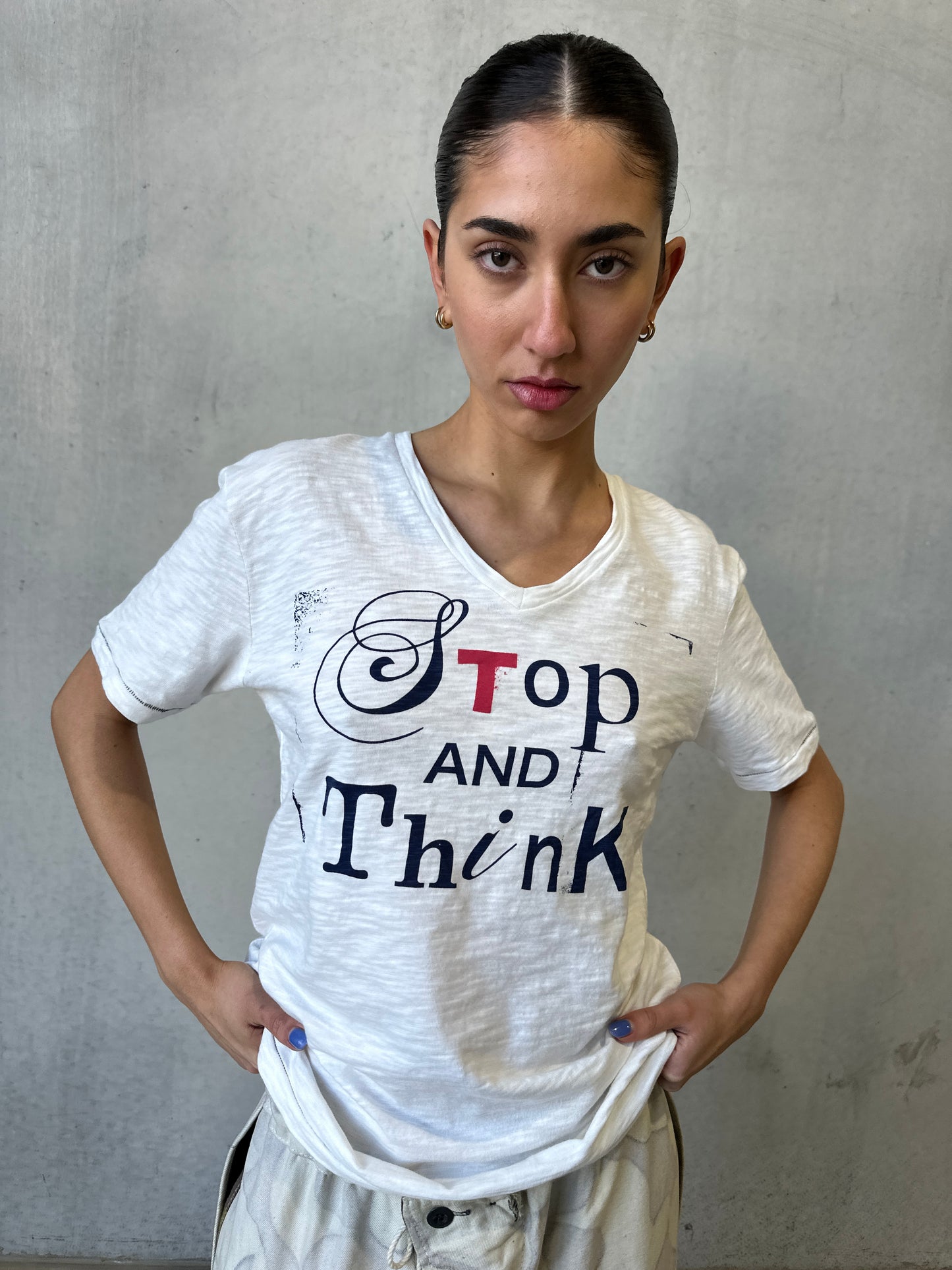 (rare) katharine hamnett white stop and think t-shirt