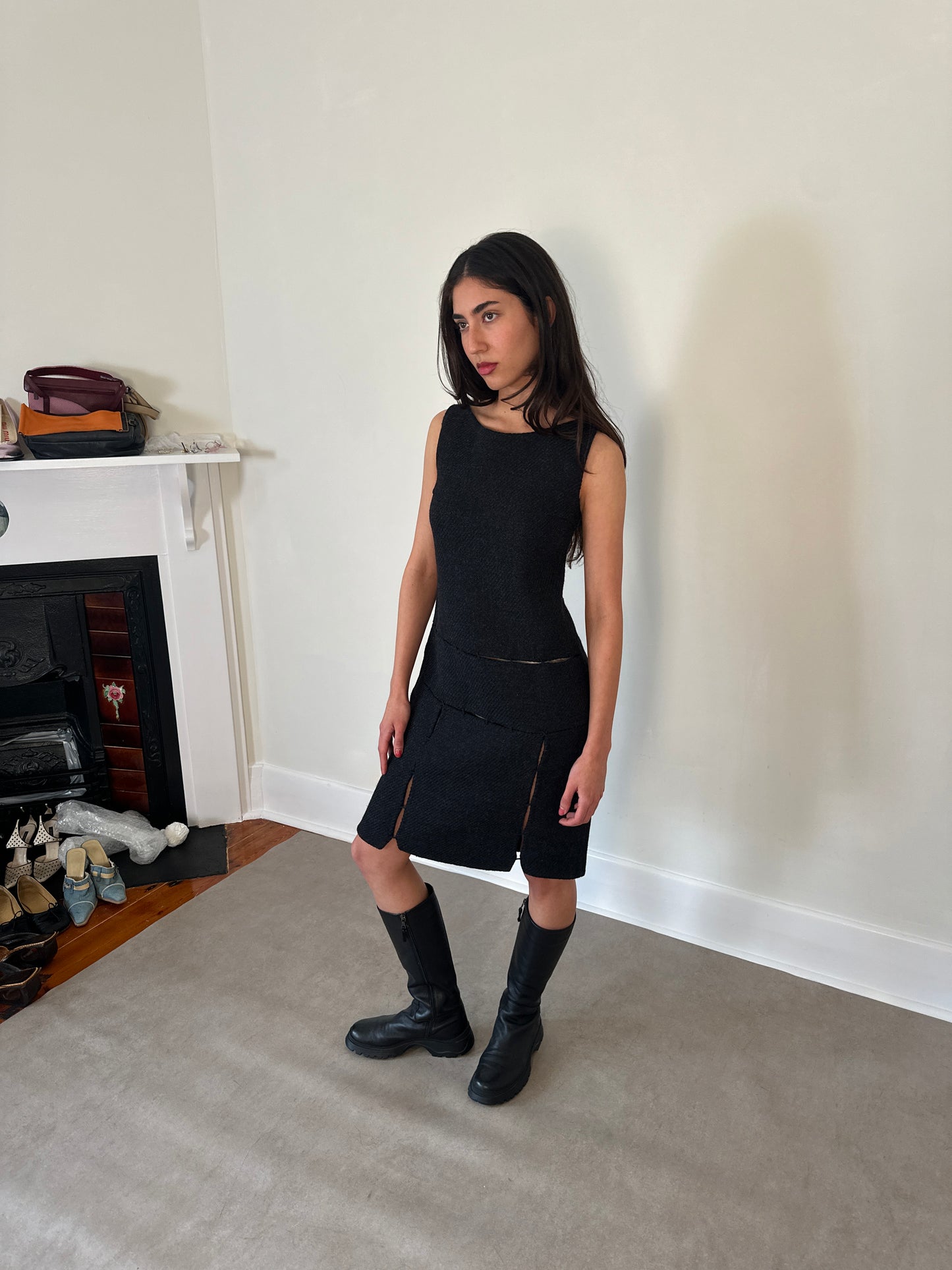 prada fw 1998 wool stitch runway dress