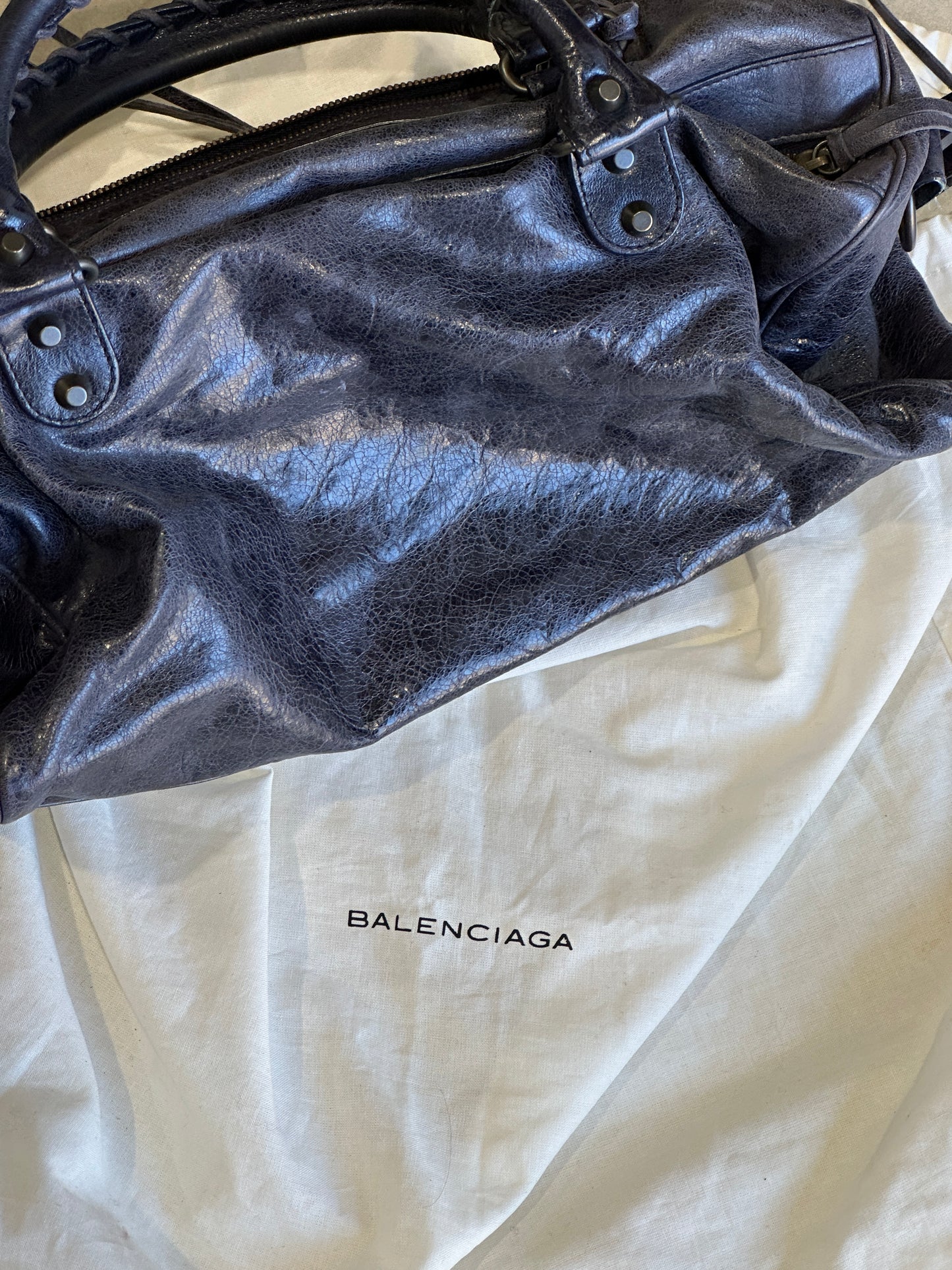 balenciaga dark purple mini city bag