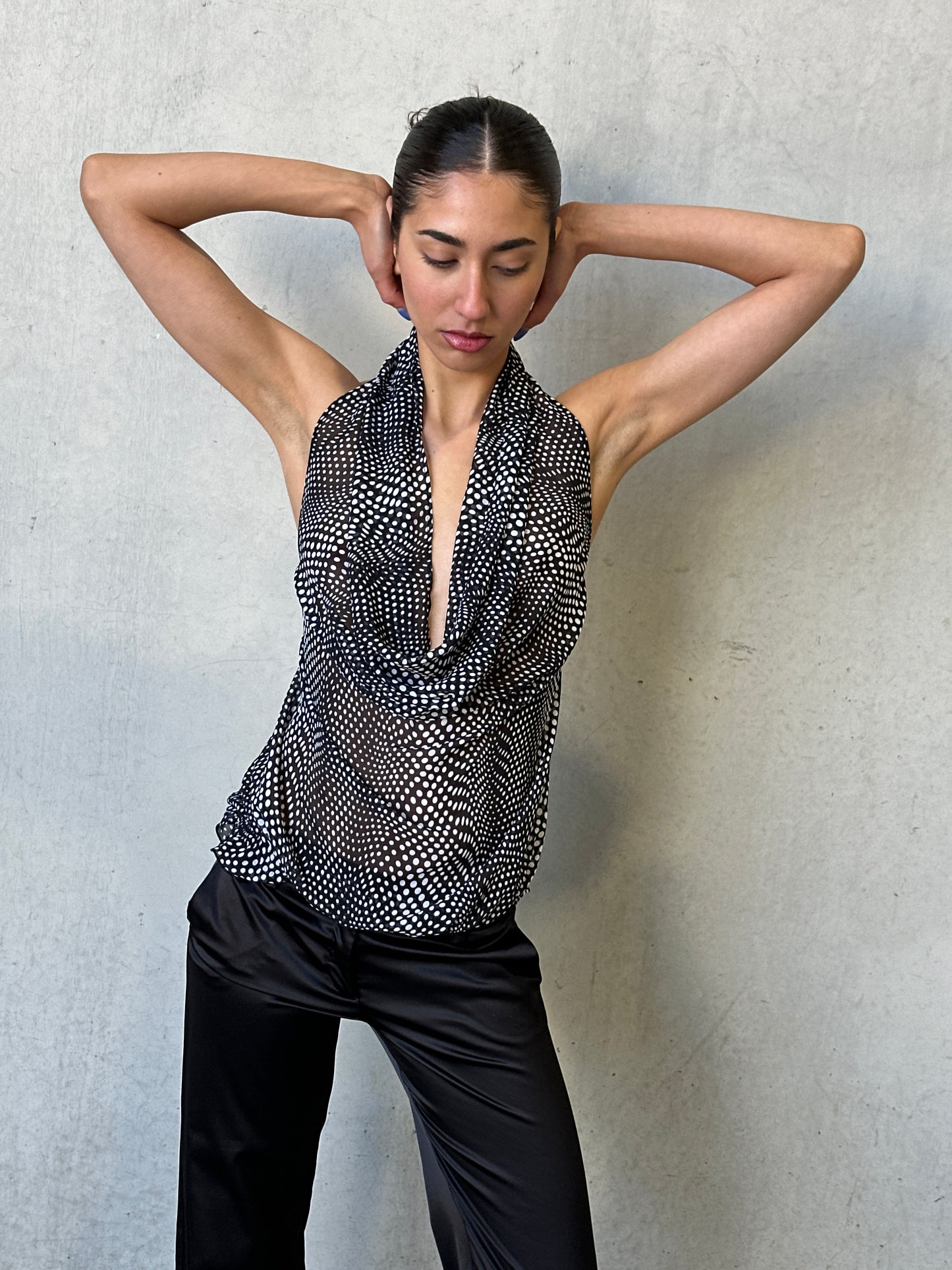 vintage polka dot sheer halter