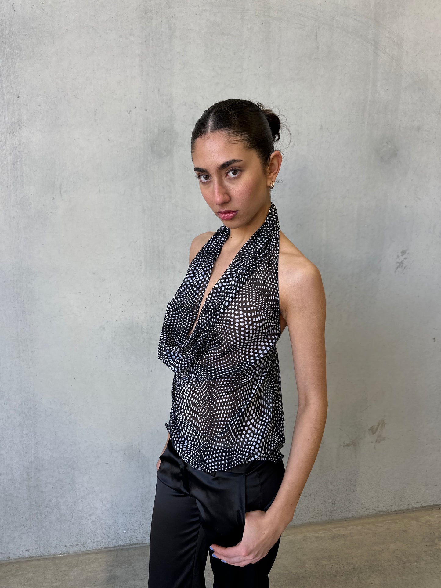 vintage polka dot sheer halter