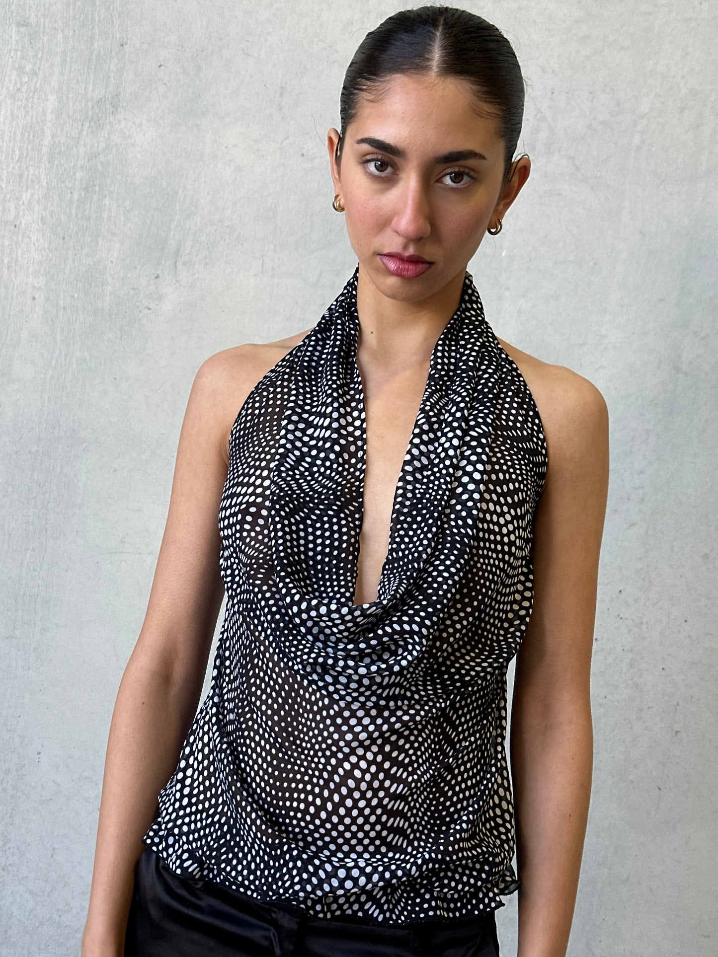 vintage polka dot sheer halter