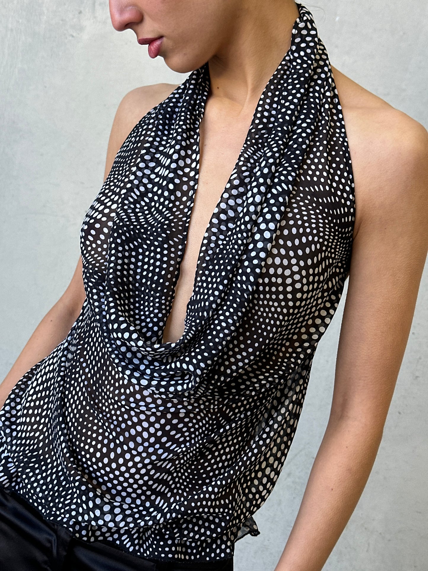 vintage polka dot sheer halter