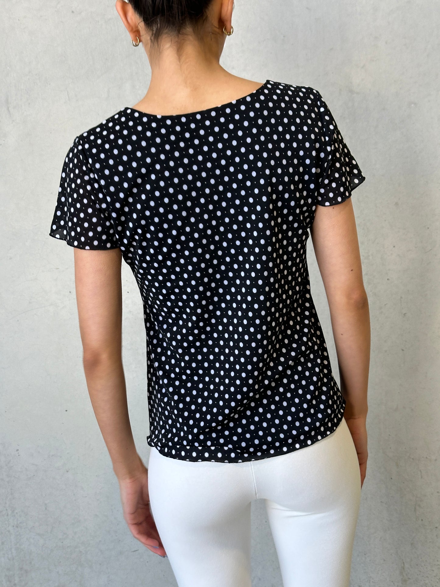 80s black polka dot stretch tee