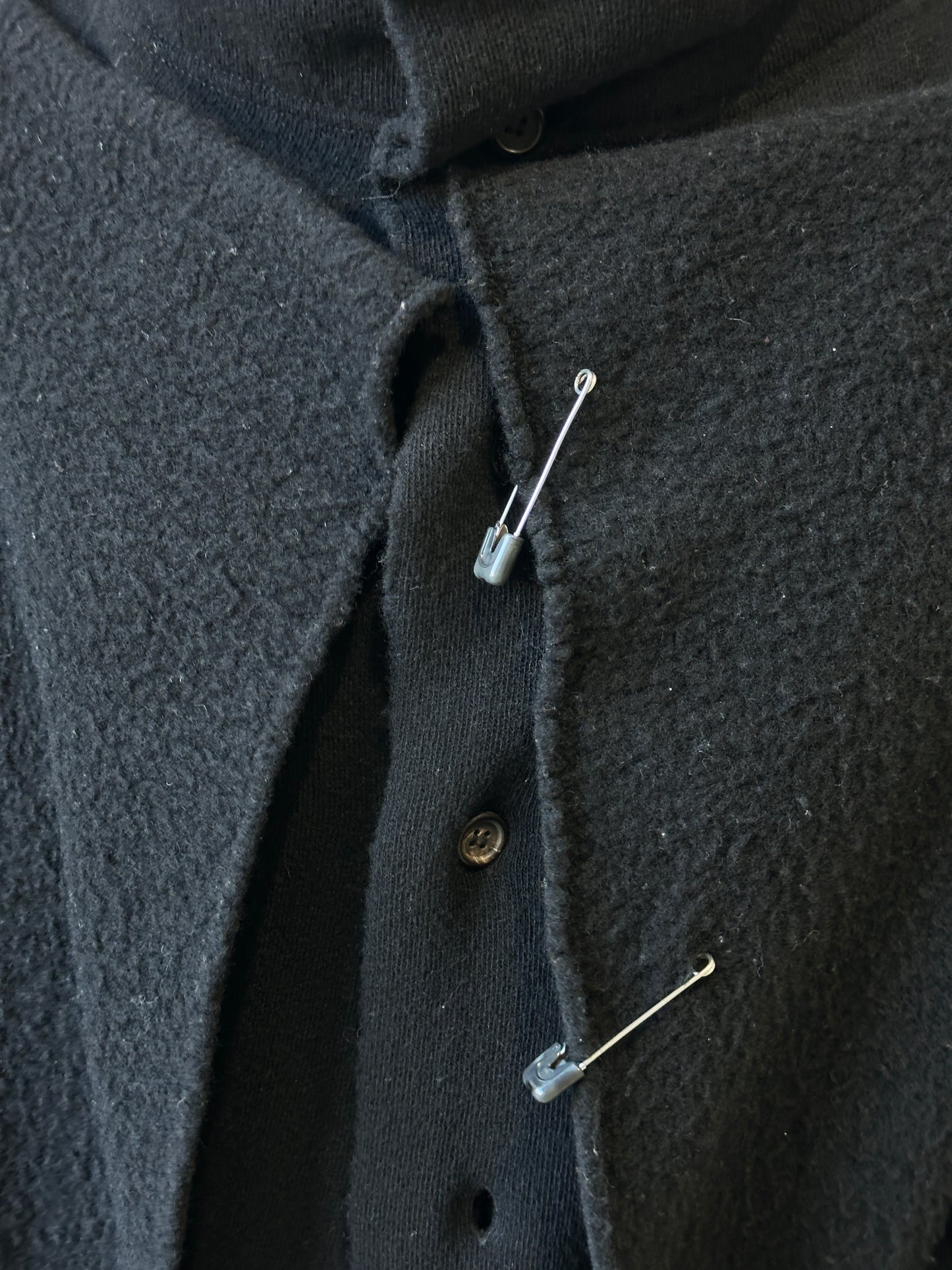 90s y’s by yohji yamamoto black wool deformed pin coat