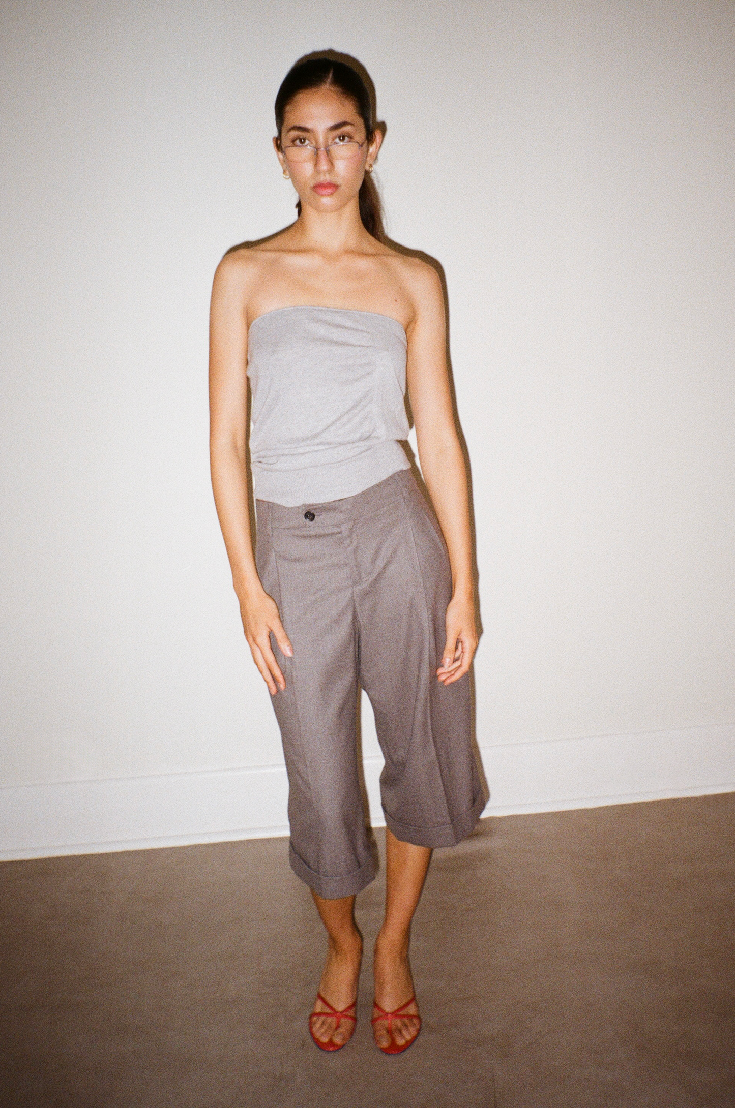 2000s gucci grey wool tailored shorts