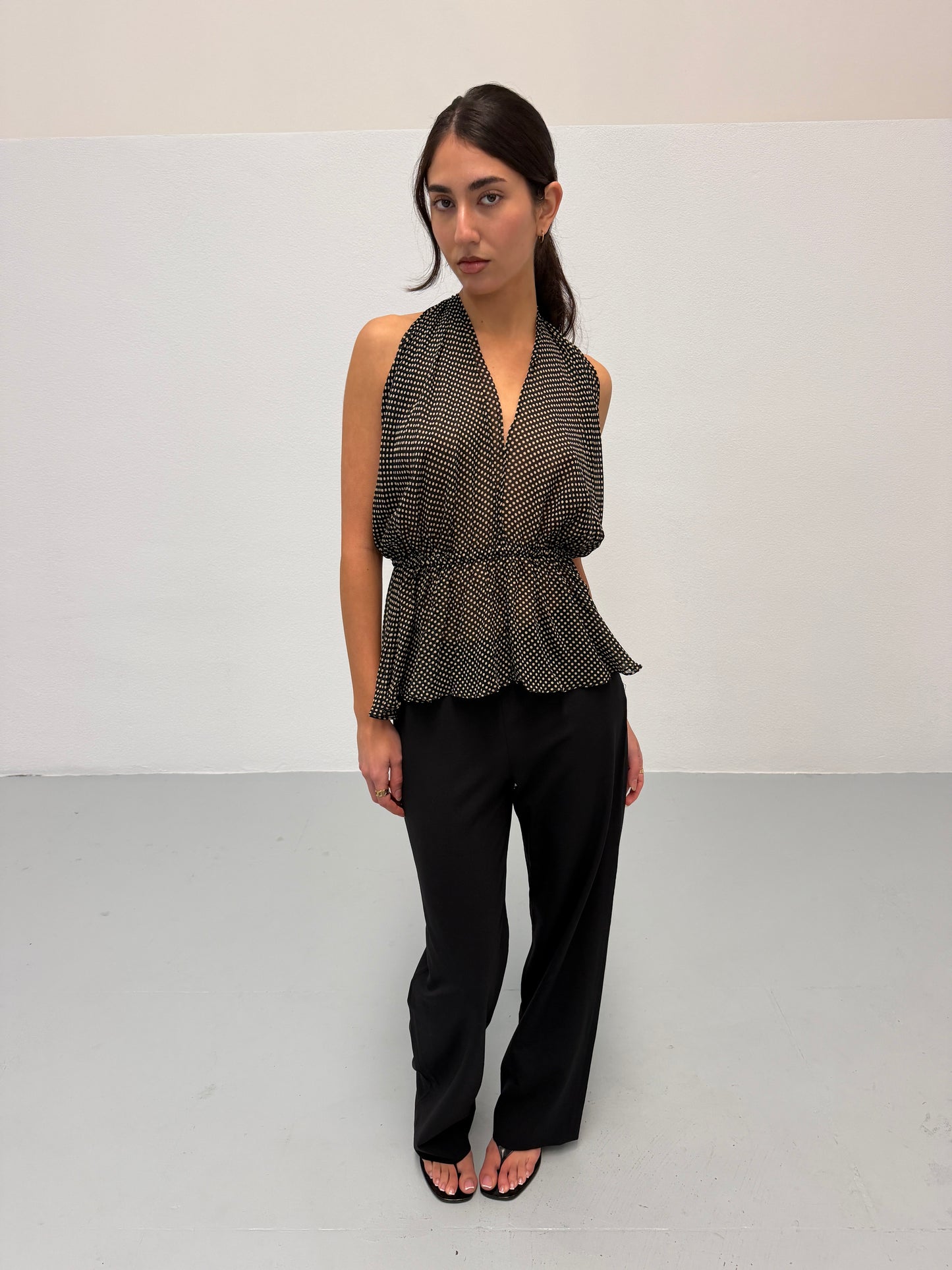 (reserved) yves saint laurent 1980s sheer silk halter blouse