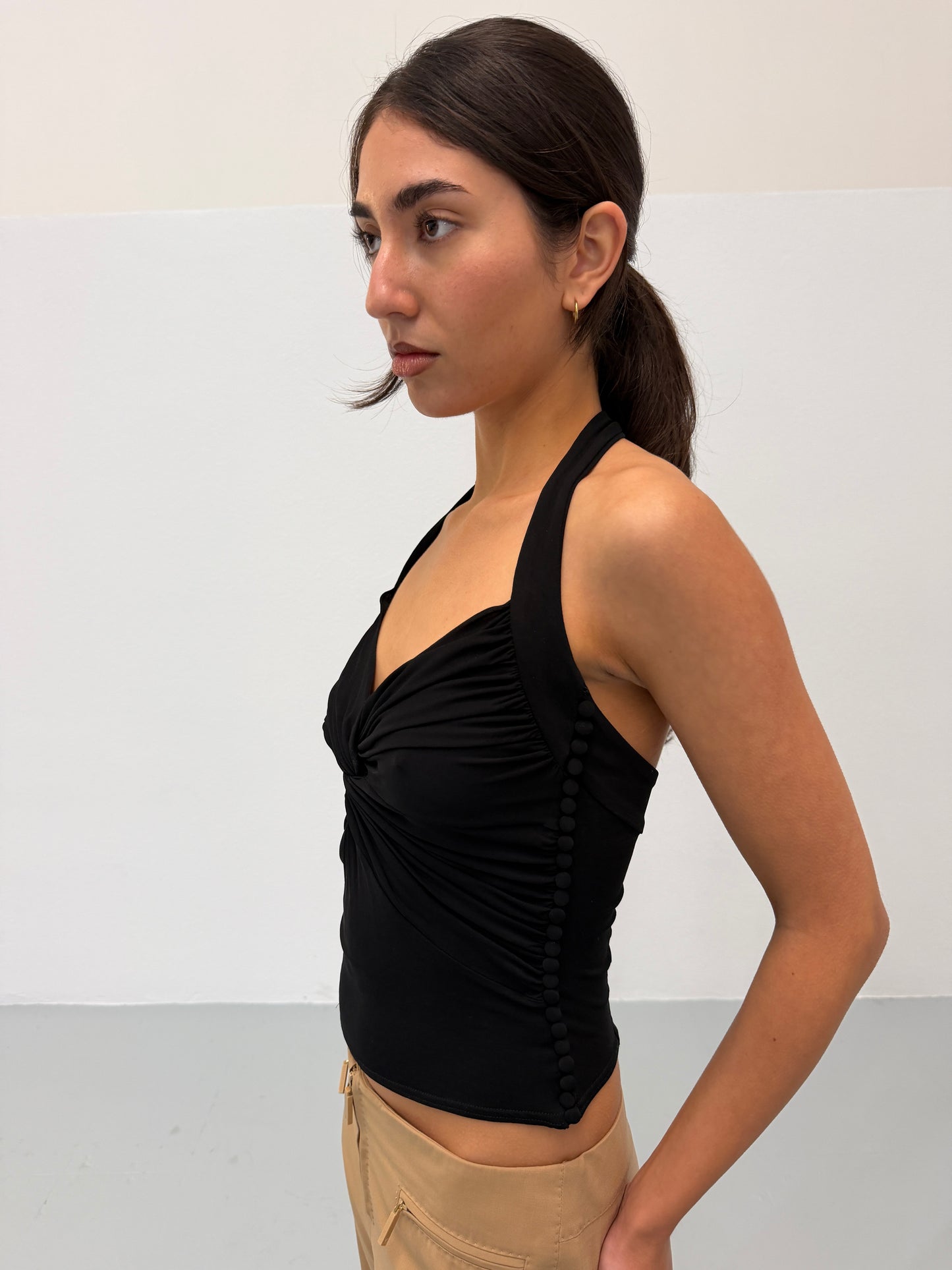 (reserved) christian dior fall winter 2003 black halter top