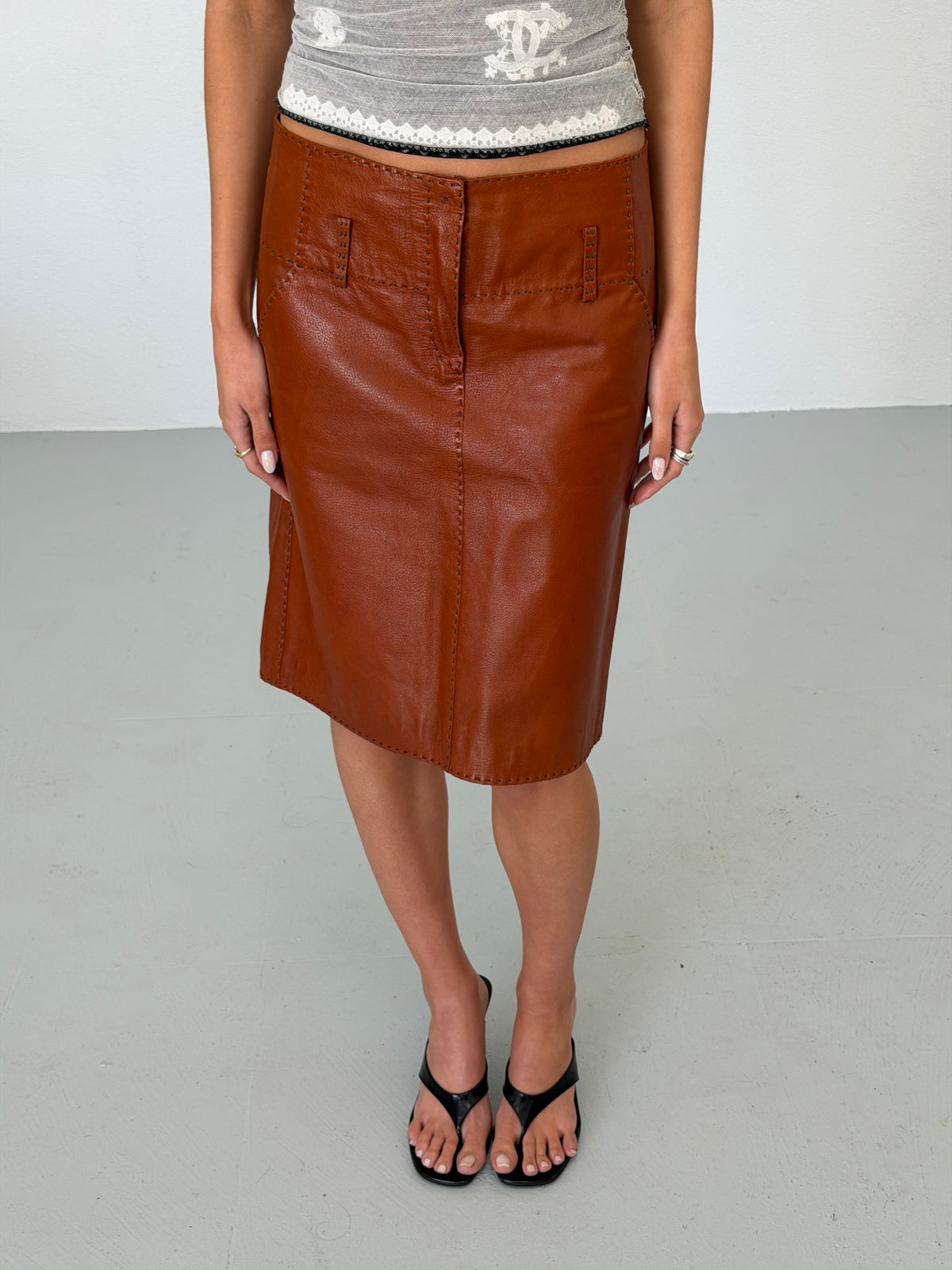fendi fall 2003 brown leather skirt