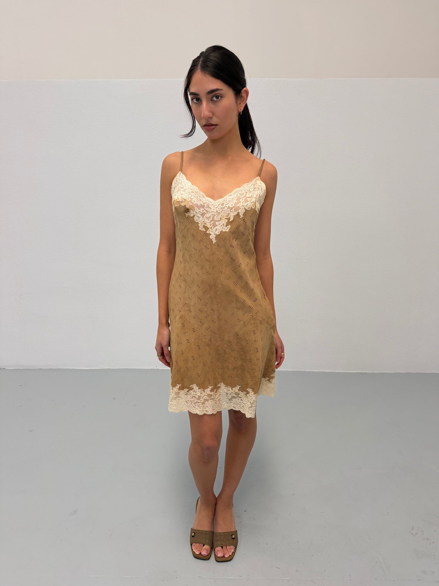 (rare) christian dior by john galliano fall winter 1999 suede slip dress