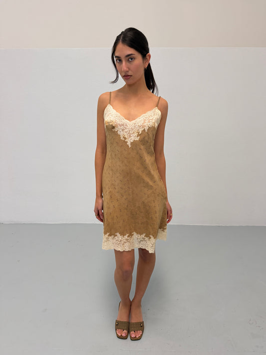 (rare) christian dior by john galliano spring 1998 suede slip dress