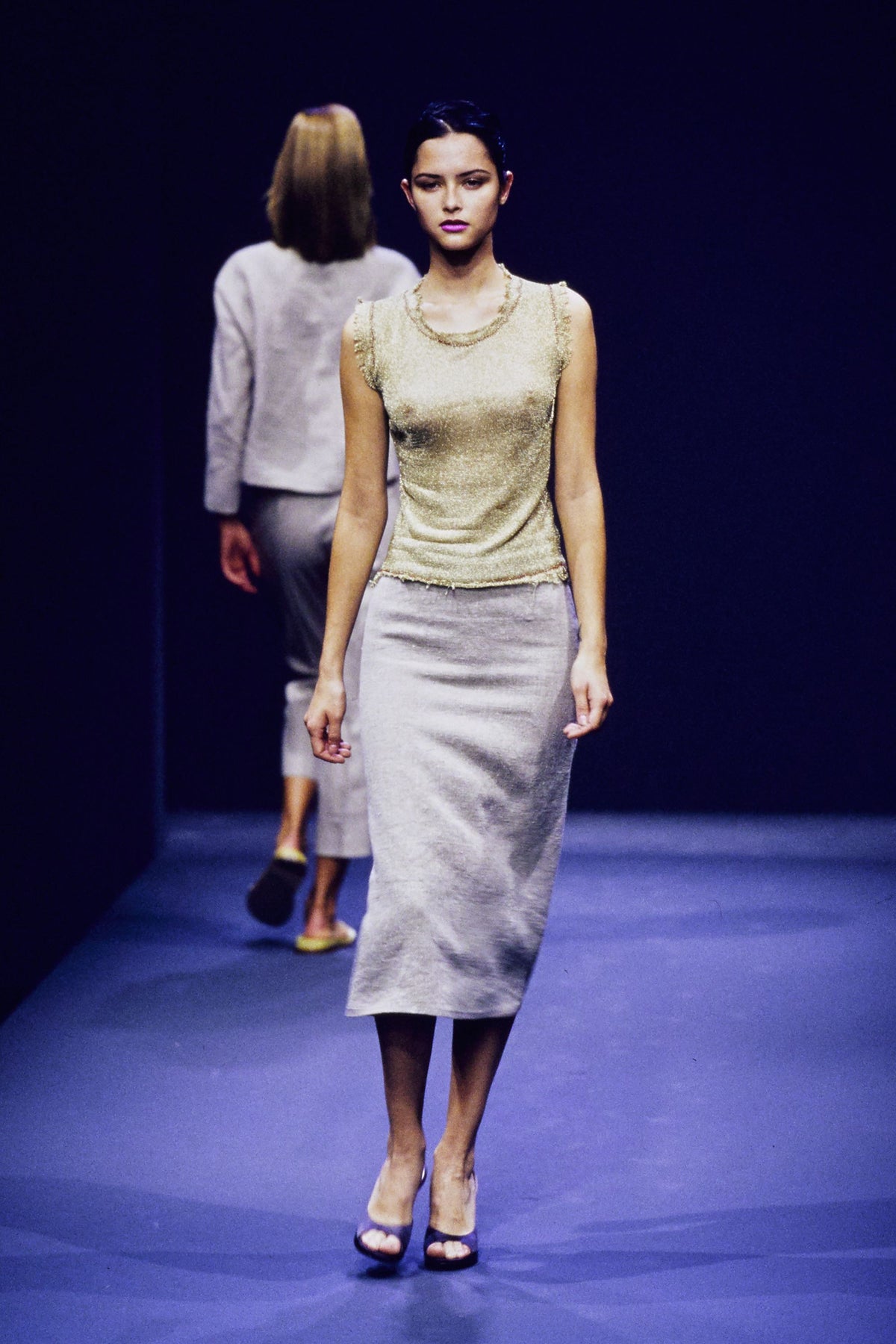 (rare) prada spring 1998 grey linen maxi skirt