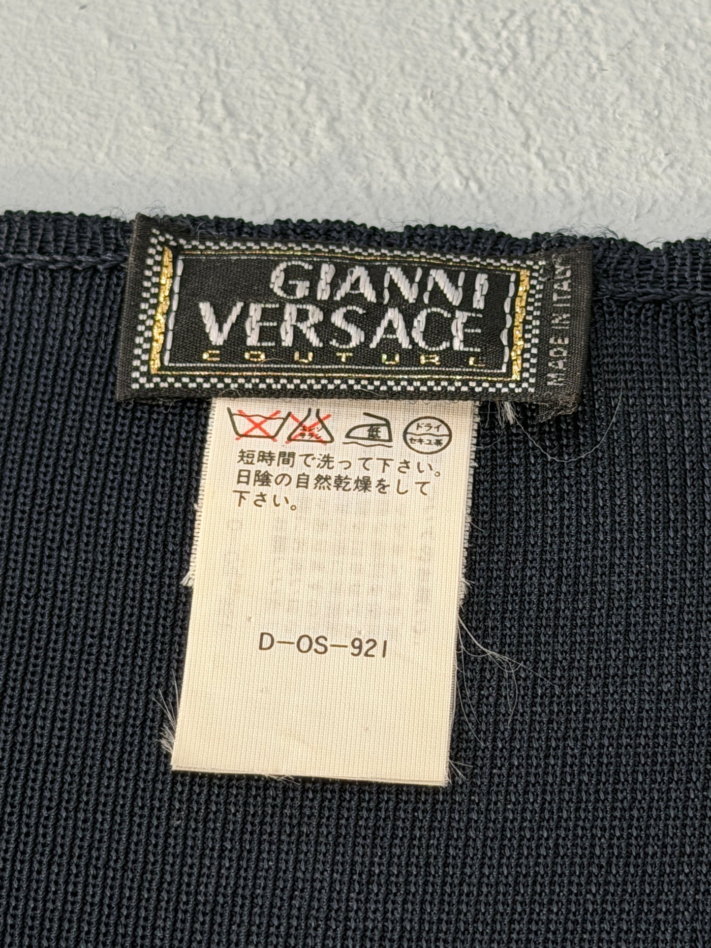 (rare) gianni versace couture 1990s navy knit long sleeve dress