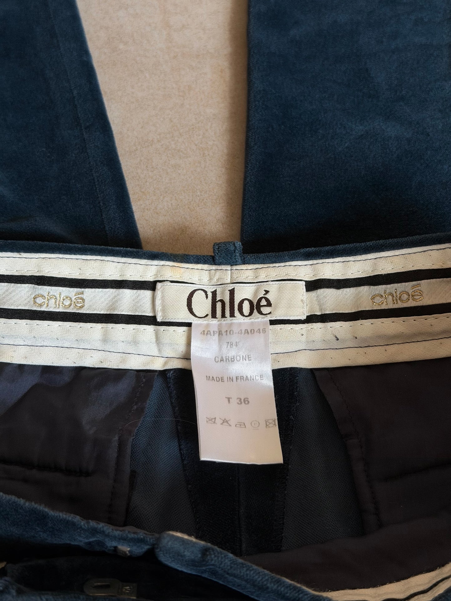 chloé fall 2004 velour bootcut pants