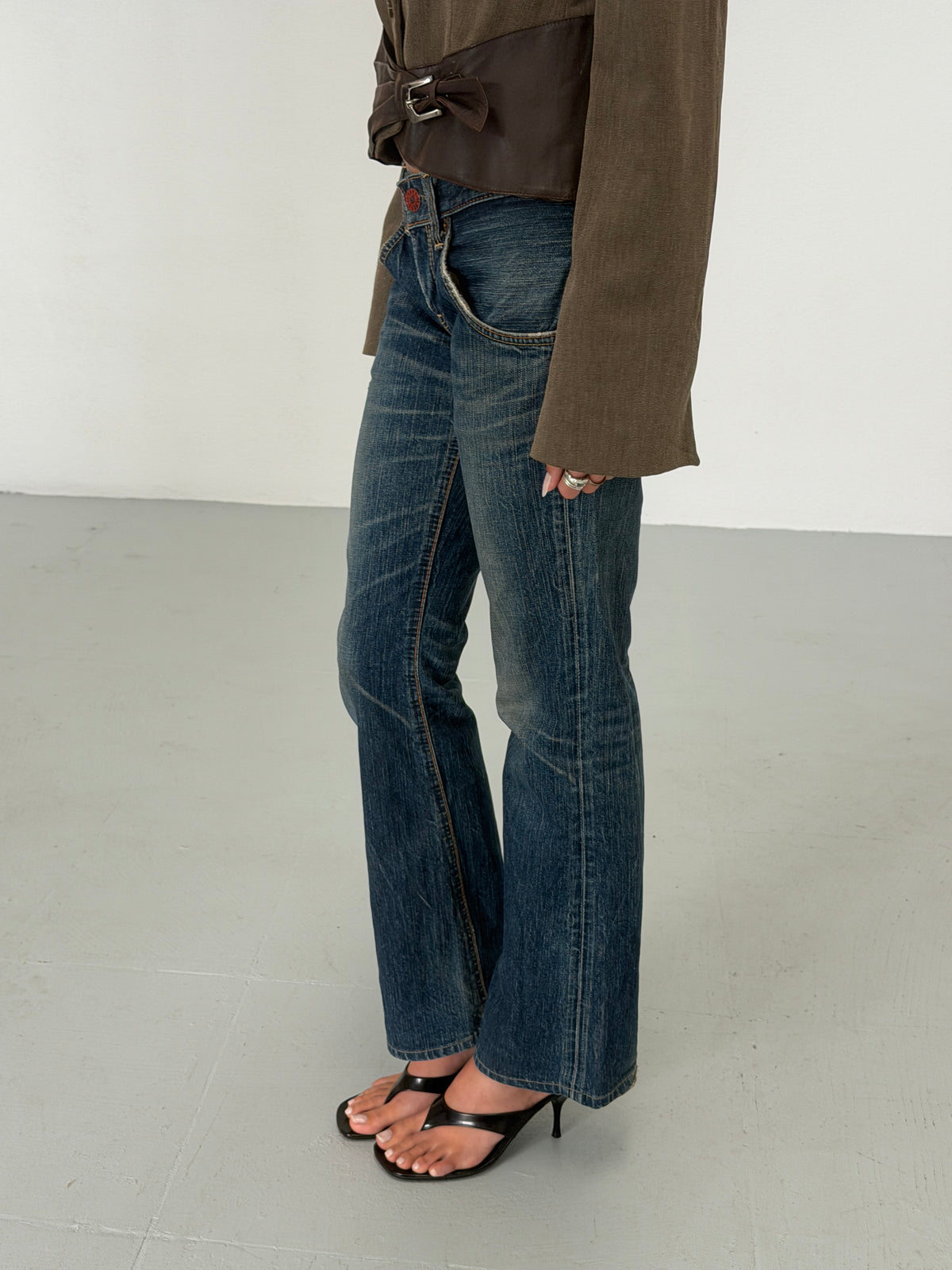 edwin 2000s 503 blue trip indigo flare jeans