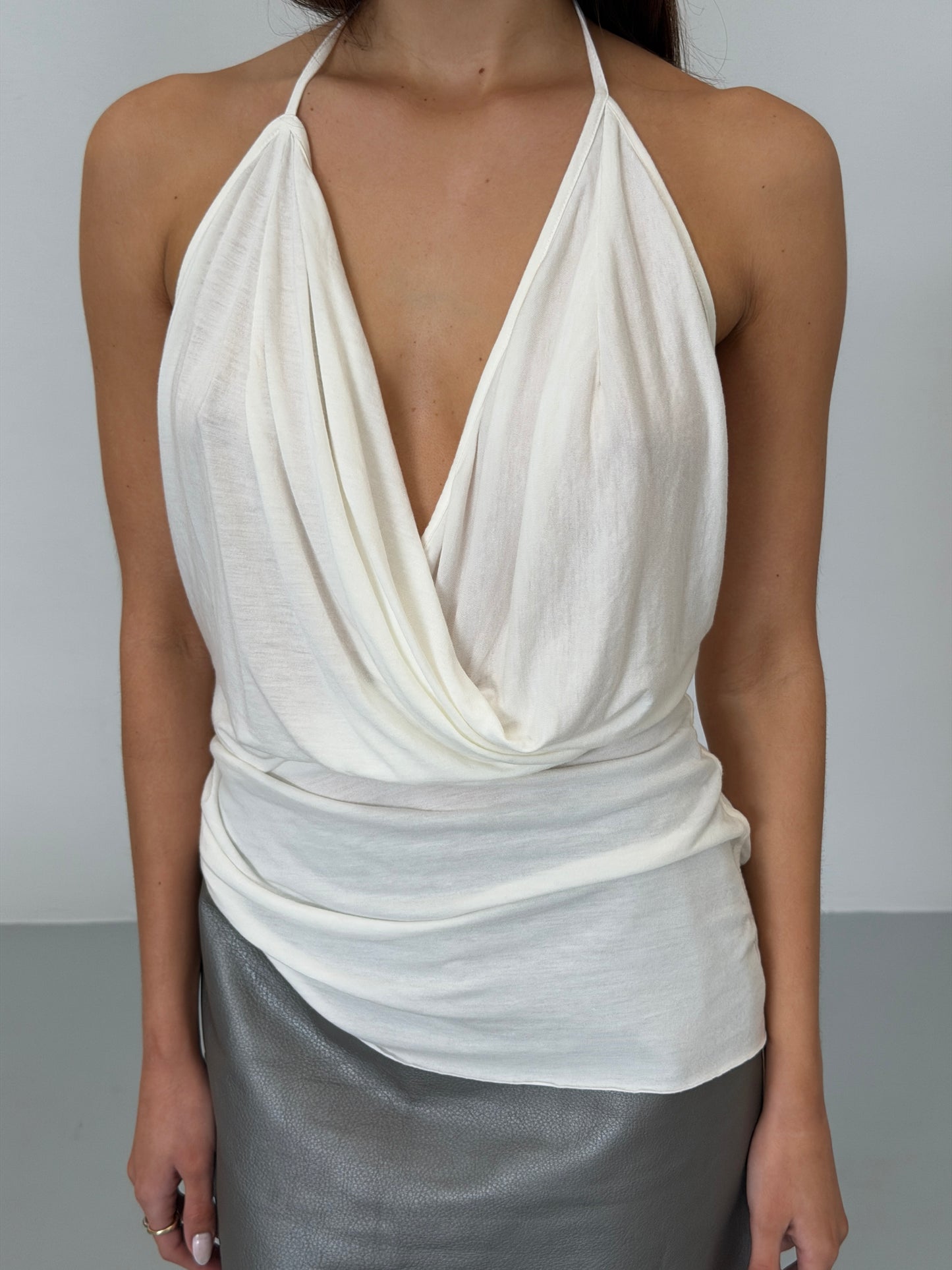 rick owens lillies 2000s draped halter neck top