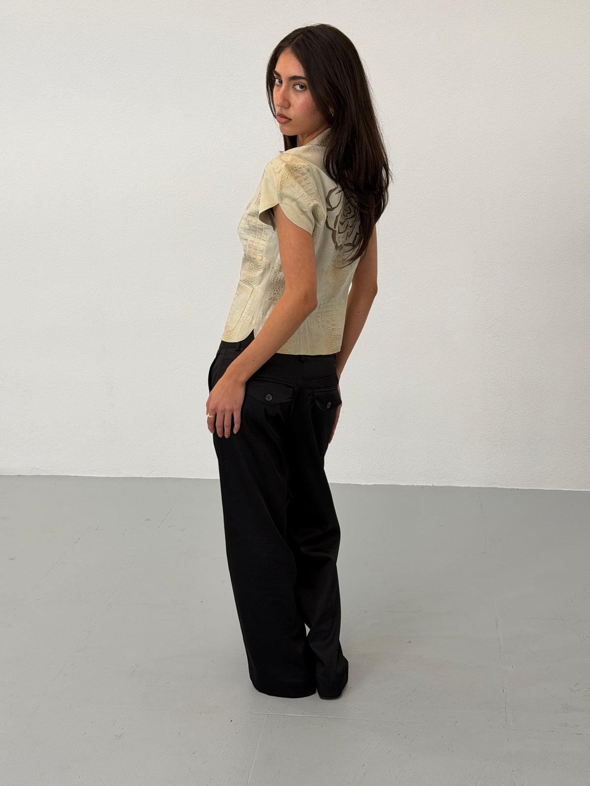 giorgio armani 1990s cream leather top