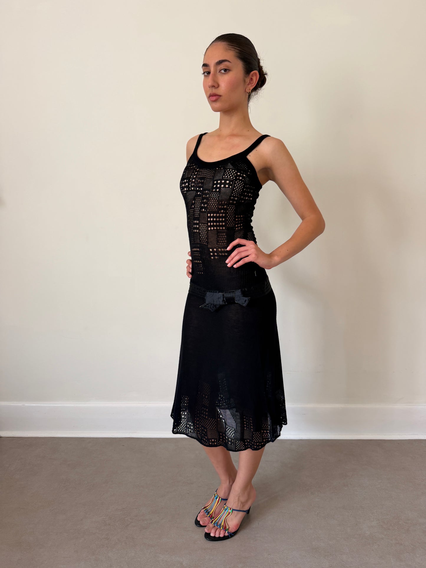 just cavalli 2000s crochet bow dress