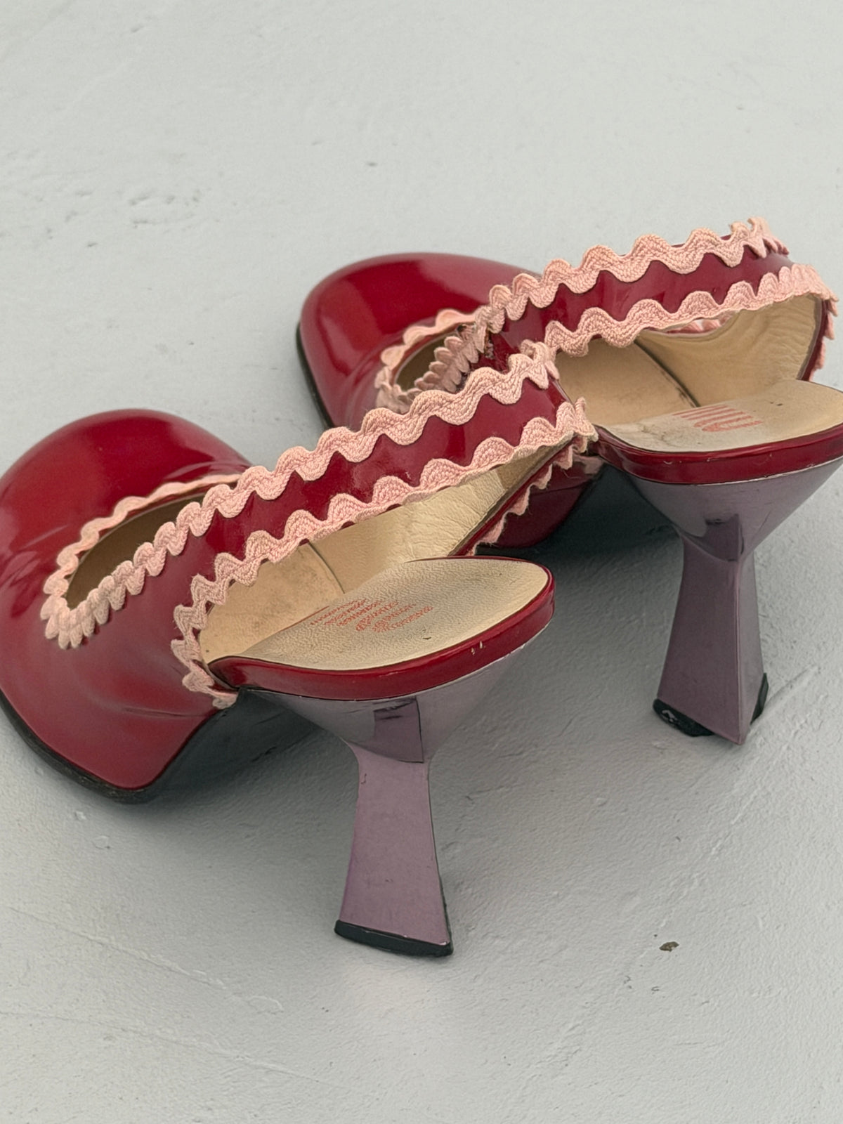 miu miu spring 1998 red patent slingback heels