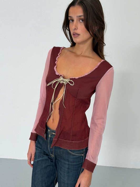 (rare) miu miu fall 1999 runway long sleeve butterfly top
